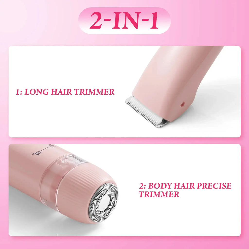 Dual-Function Electric Hair Trimming Tool for Women, Dual Head Design for Facial and Body Grooming, Cordless and Washable for Wet and Dry Use