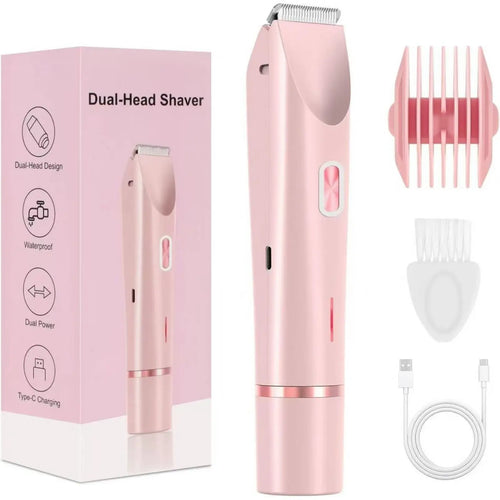 Dual-Function Electric Hair Trimming Tool for Women, Dual Head Design for Facial and Body Grooming, Cordless and Washable for Wet and Dry Use